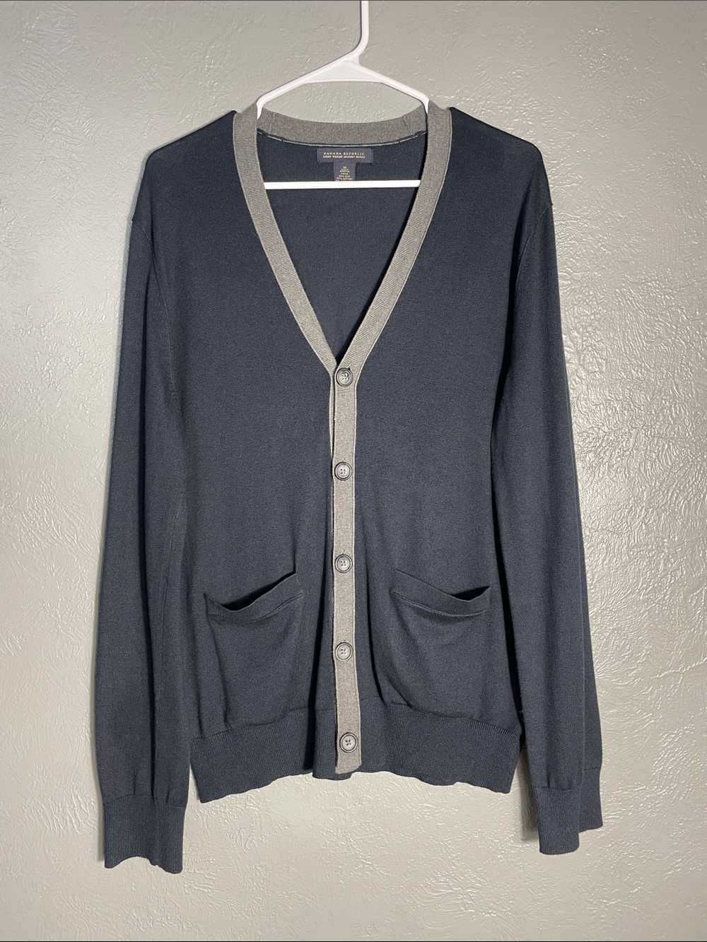 Banana Republic Men's Silk Cashmere Cotton V Neck Button Cardigan Medium Buttons